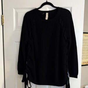 Black Knit Sweater with Side Ties